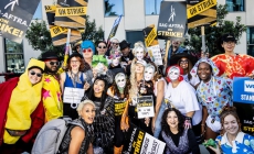 Photos: Actors scare up spooky costumes for Halloween on the picket lines