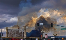 Tustin hangar fire flareup stalls abatement effort